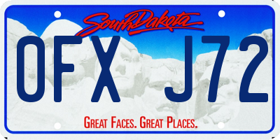 SD license plate 0FXJ72