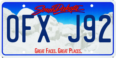 SD license plate 0FXJ92