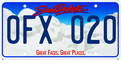 SD license plate 0FXO20