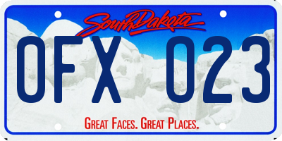 SD license plate 0FXO23