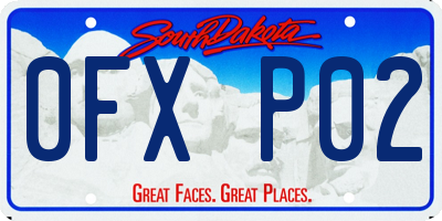 SD license plate 0FXP02