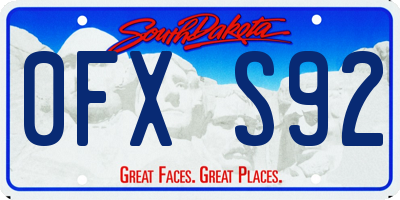 SD license plate 0FXS92