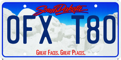 SD license plate 0FXT80