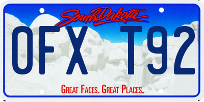 SD license plate 0FXT92