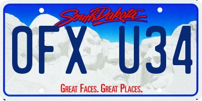 SD license plate 0FXU34