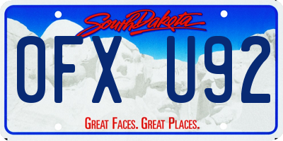 SD license plate 0FXU92