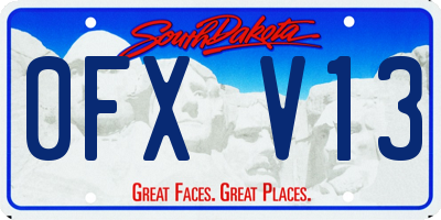 SD license plate 0FXV13
