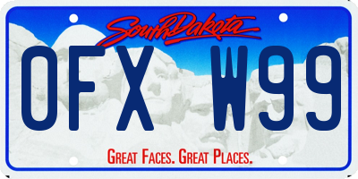 SD license plate 0FXW99