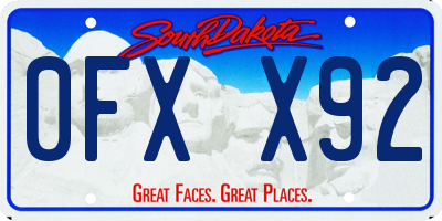 SD license plate 0FXX92