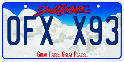 SD license plate 0FXX93