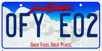 SD license plate 0FYE02