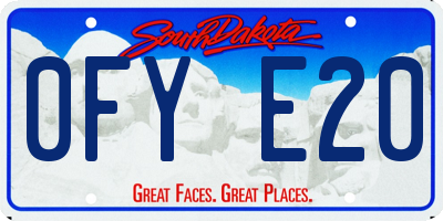 SD license plate 0FYE20