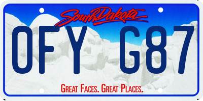 SD license plate 0FYG87