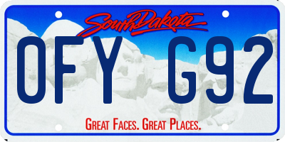 SD license plate 0FYG92