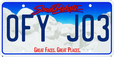 SD license plate 0FYJ03