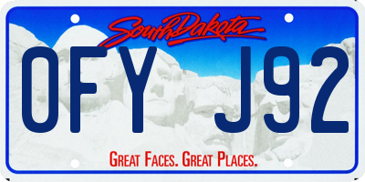 SD license plate 0FYJ92