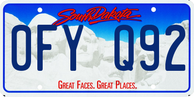 SD license plate 0FYQ92