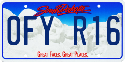 SD license plate 0FYR16