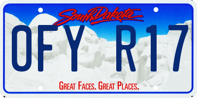 SD license plate 0FYR17