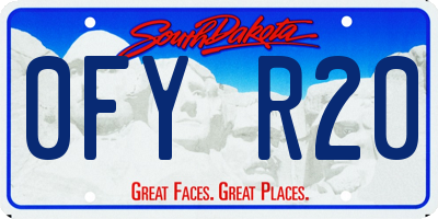 SD license plate 0FYR20