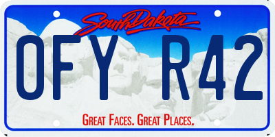 SD license plate 0FYR42