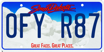 SD license plate 0FYR87