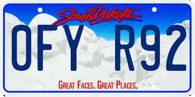 SD license plate 0FYR92