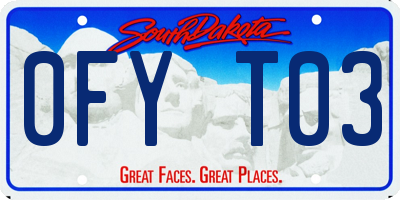 SD license plate 0FYT03