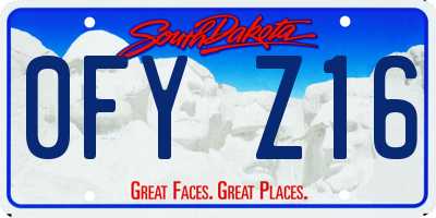 SD license plate 0FYZ16