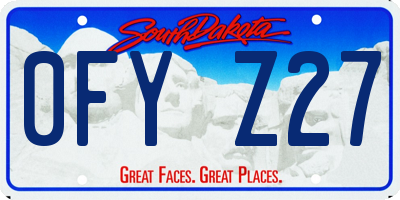 SD license plate 0FYZ27