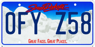 SD license plate 0FYZ58