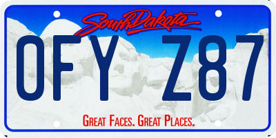 SD license plate 0FYZ87