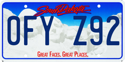 SD license plate 0FYZ92