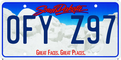 SD license plate 0FYZ97