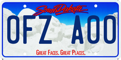 SD license plate 0FZA00