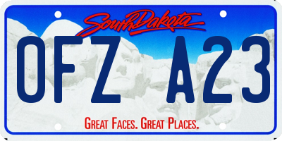 SD license plate 0FZA23