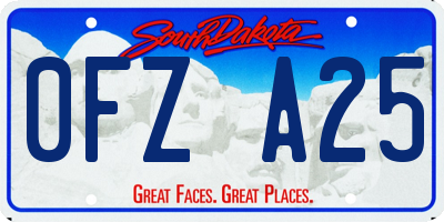 SD license plate 0FZA25