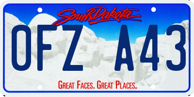 SD license plate 0FZA43