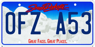 SD license plate 0FZA53