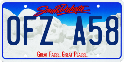 SD license plate 0FZA58