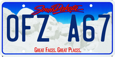 SD license plate 0FZA67
