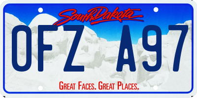 SD license plate 0FZA97