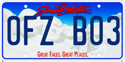 SD license plate 0FZB03