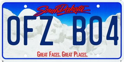 SD license plate 0FZB04