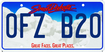 SD license plate 0FZB20