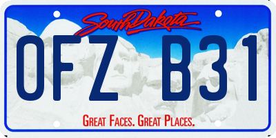 SD license plate 0FZB31
