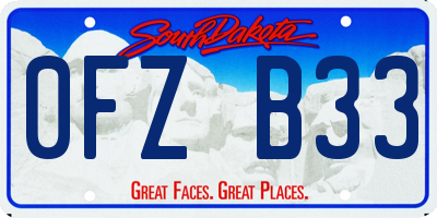 SD license plate 0FZB33