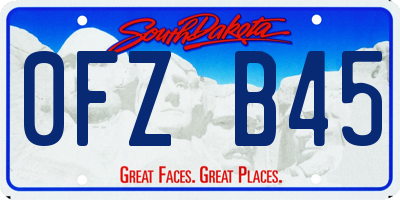 SD license plate 0FZB45