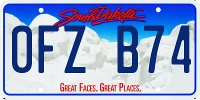 SD license plate 0FZB74