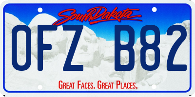 SD license plate 0FZB82
